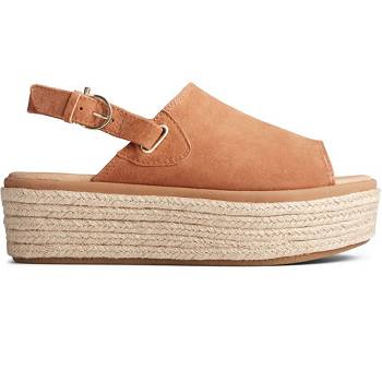 Sperry Delmare Plushwave Platform Hnede - Damske Sandále